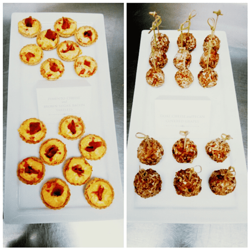 Left:
Mini Pimento cheese tartlets with brown suga