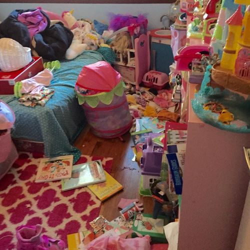 Before (Room B): she stopped playing in her room b