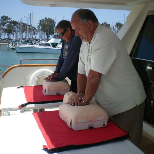 On board a Yacht holding a CPR class for the capta