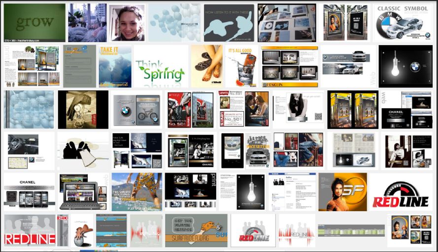 Logos, as well as awarded student work. Used Adobe