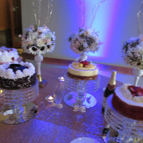 Redmond Wedding - Reception Set up, Cake Stand, Li