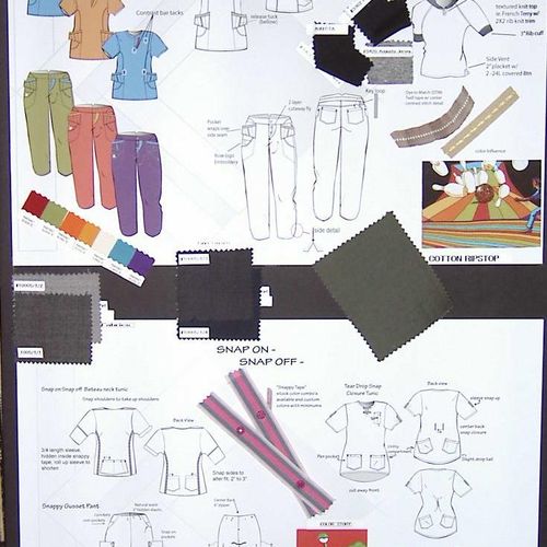 Story board rendering of medical uniforms with a s