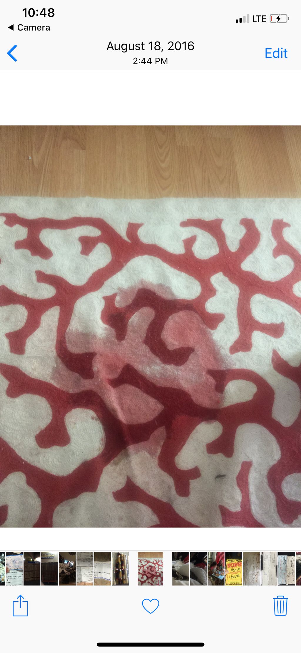 Red dye spot Before
