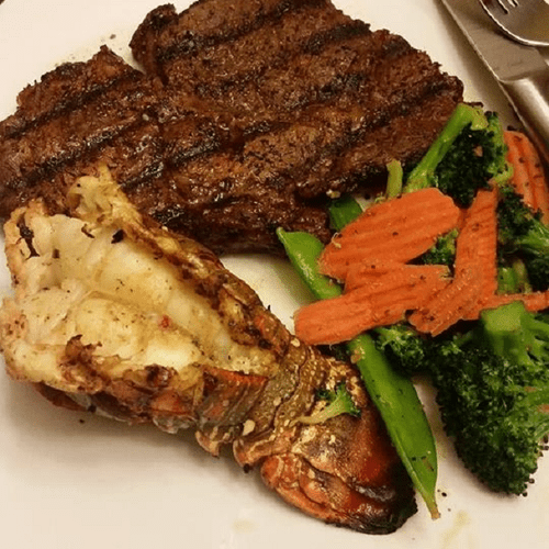 Ribeye steak & Lobster w/ vegetable medley