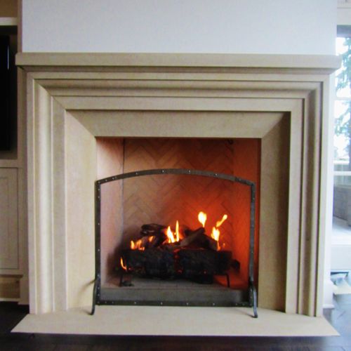 Custom Limestone Fireplace