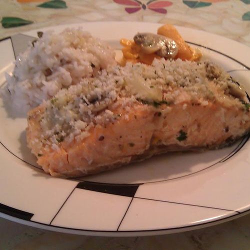 Poached Salmon with Rice Pilaf