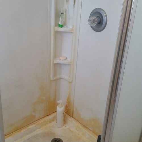 BEFORE DEEP CLEAN OF SHOWER