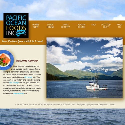 Website designed and developed for Pacific Ocean F