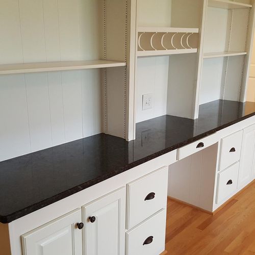 hand built cabinets and flooring