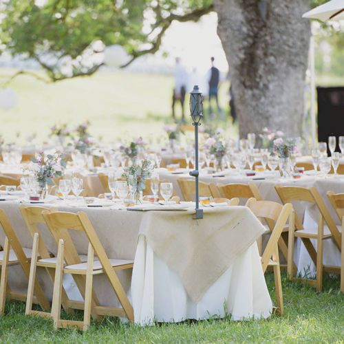 Allen Ranch Wedding-used ivory tablecloths draping