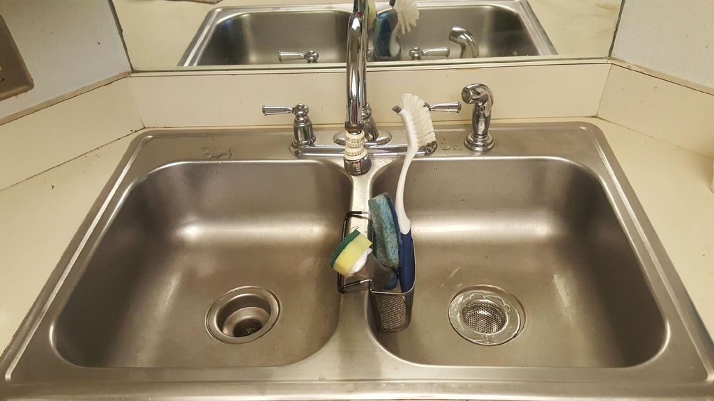 Kitchen sink after we cleaned it.