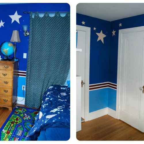 Stars, stripes and airplanes inspired room design 