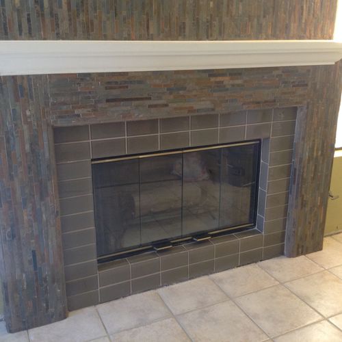 Fireplace tiled