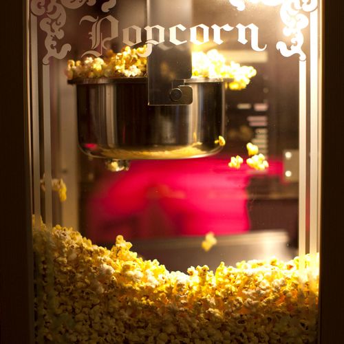 The popcorn machine smells and looks great!