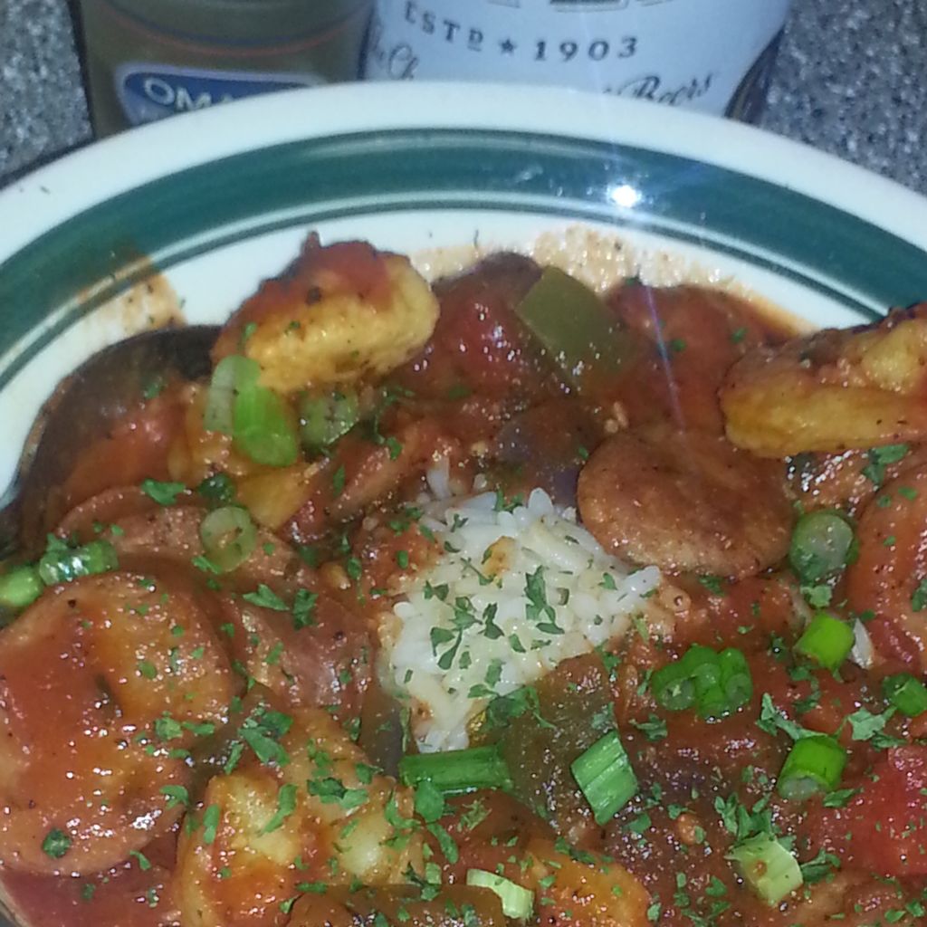 Chicken, shimp, sausage