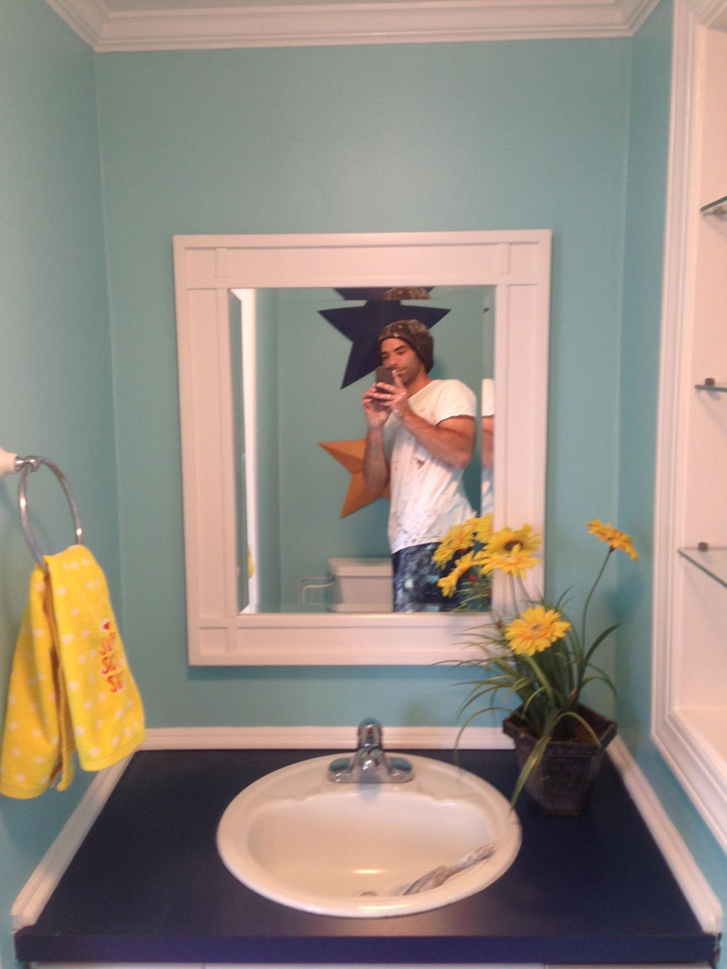 After. blue bathroom