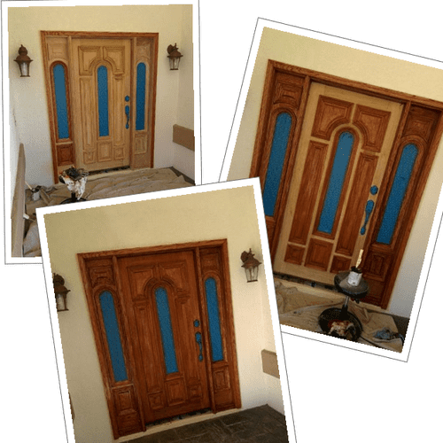 New, Solid, Oak Door & Side-Lights. Stain & Varnis