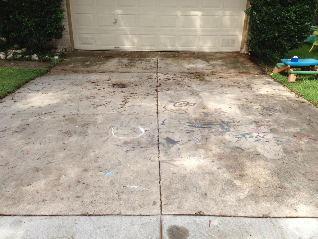 Before power washing driveway