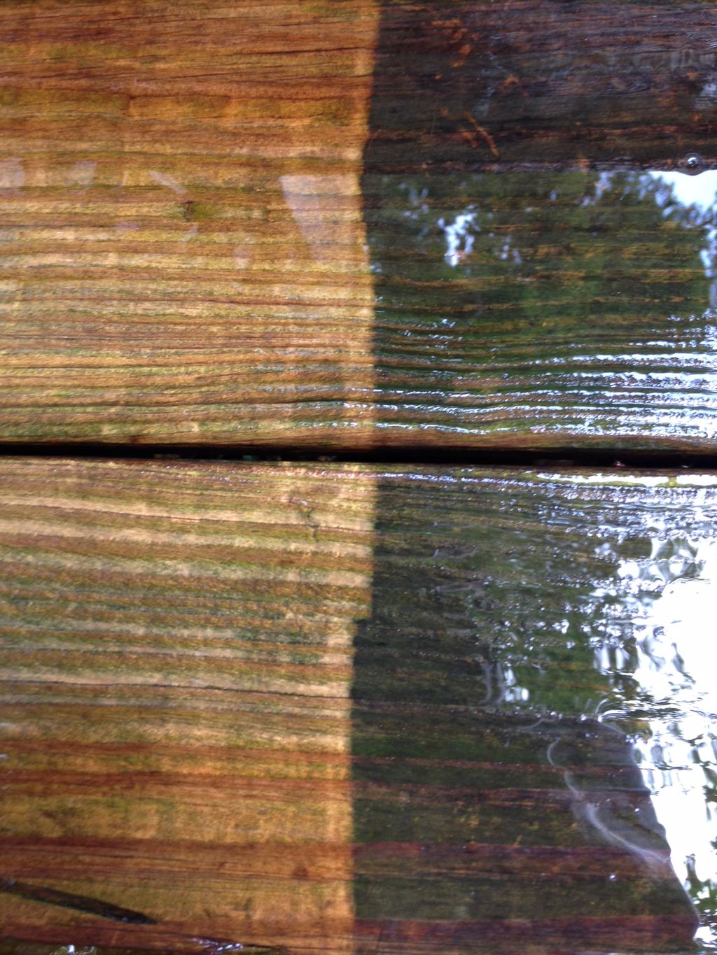 Wood before and after power washing