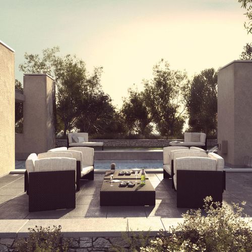 Mediterranean terrace. 3D architectural visualizat