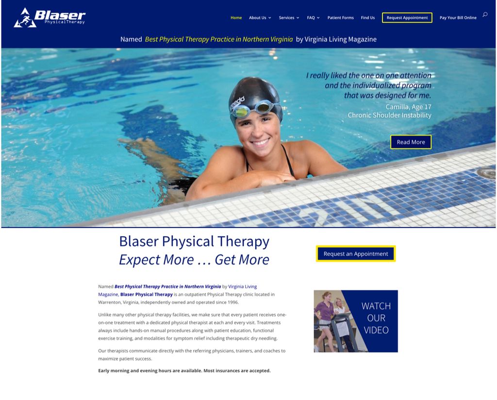 Wordpress website design for physical therapy prac