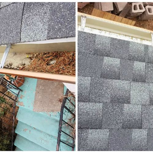 Gutter Cleaning that we performed before and after