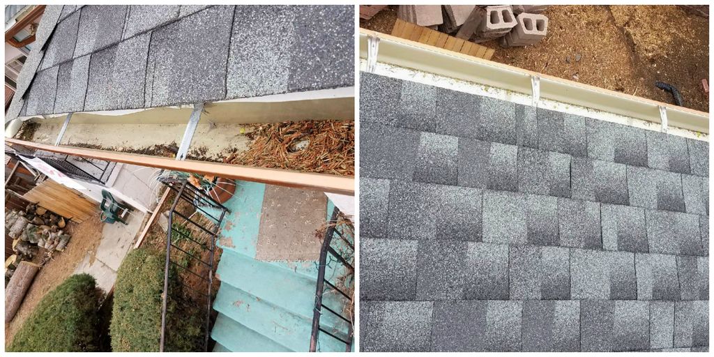 Gutter Cleaning that we performed before and after