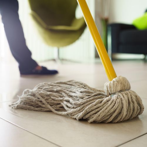 All floors are thoroughly swept and mopped