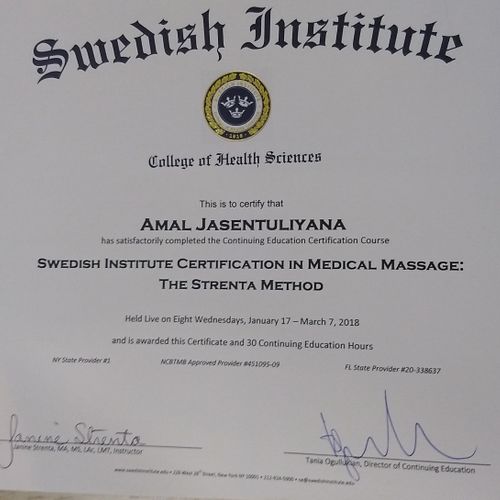 Certified in deep tissue medical massage