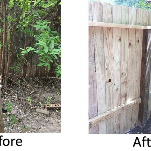 replaced fence and post