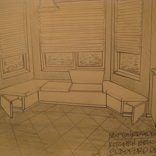 Design sketch of built-in kitchen nook