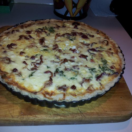 Quiche with goat cheese, swiss chard, goat cheese 