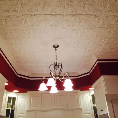 Tin ceiling installation and painting 
