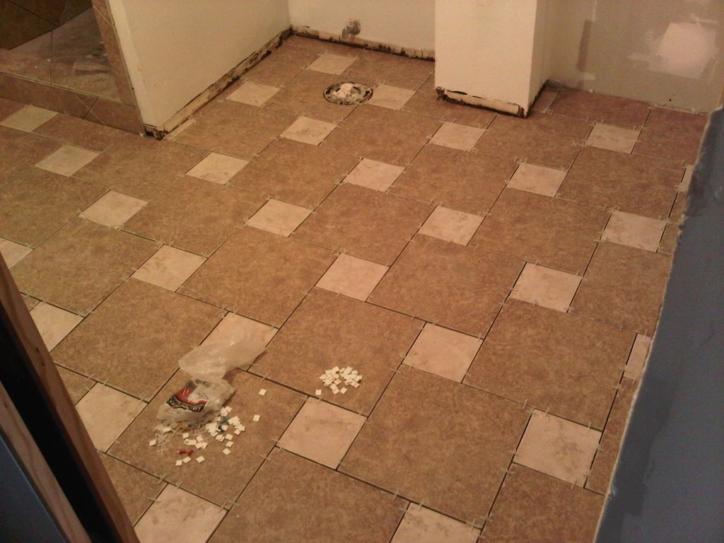 Decorative bathroom/laundryroom tile job.