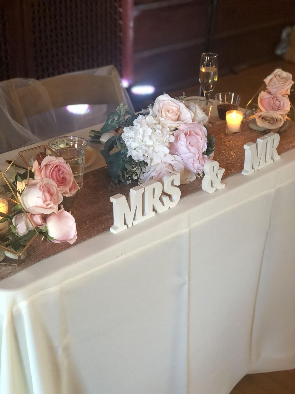 9/15  Valenzuela Wedding 
Sweetheart Table Decorat