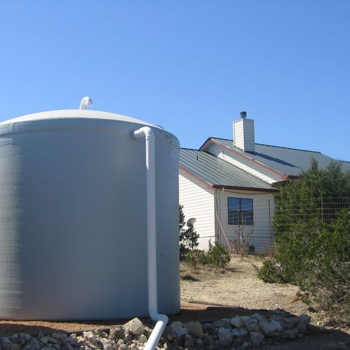 5,000 gallon rainwater catchment system with fiber