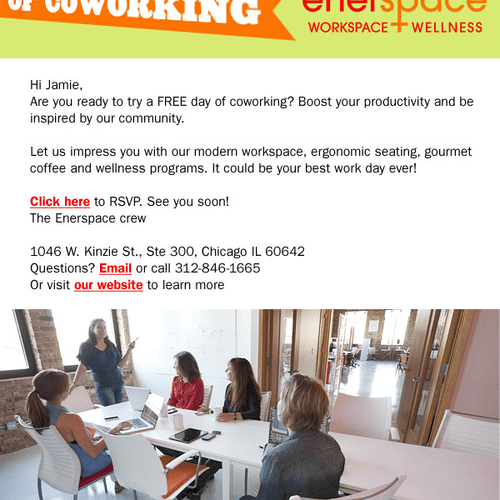 E-newsletter concept and layout for a co-working s
