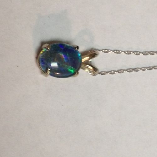 14kt White Gold Opal Doublet Necklace