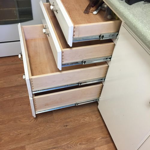 maple drawers with dovetail joinery