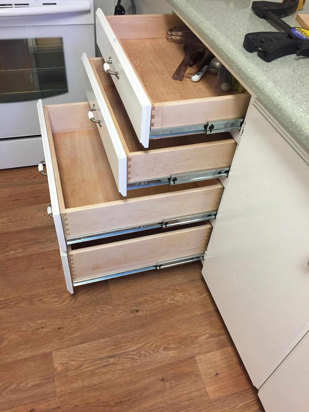 maple drawers with dovetail joinery