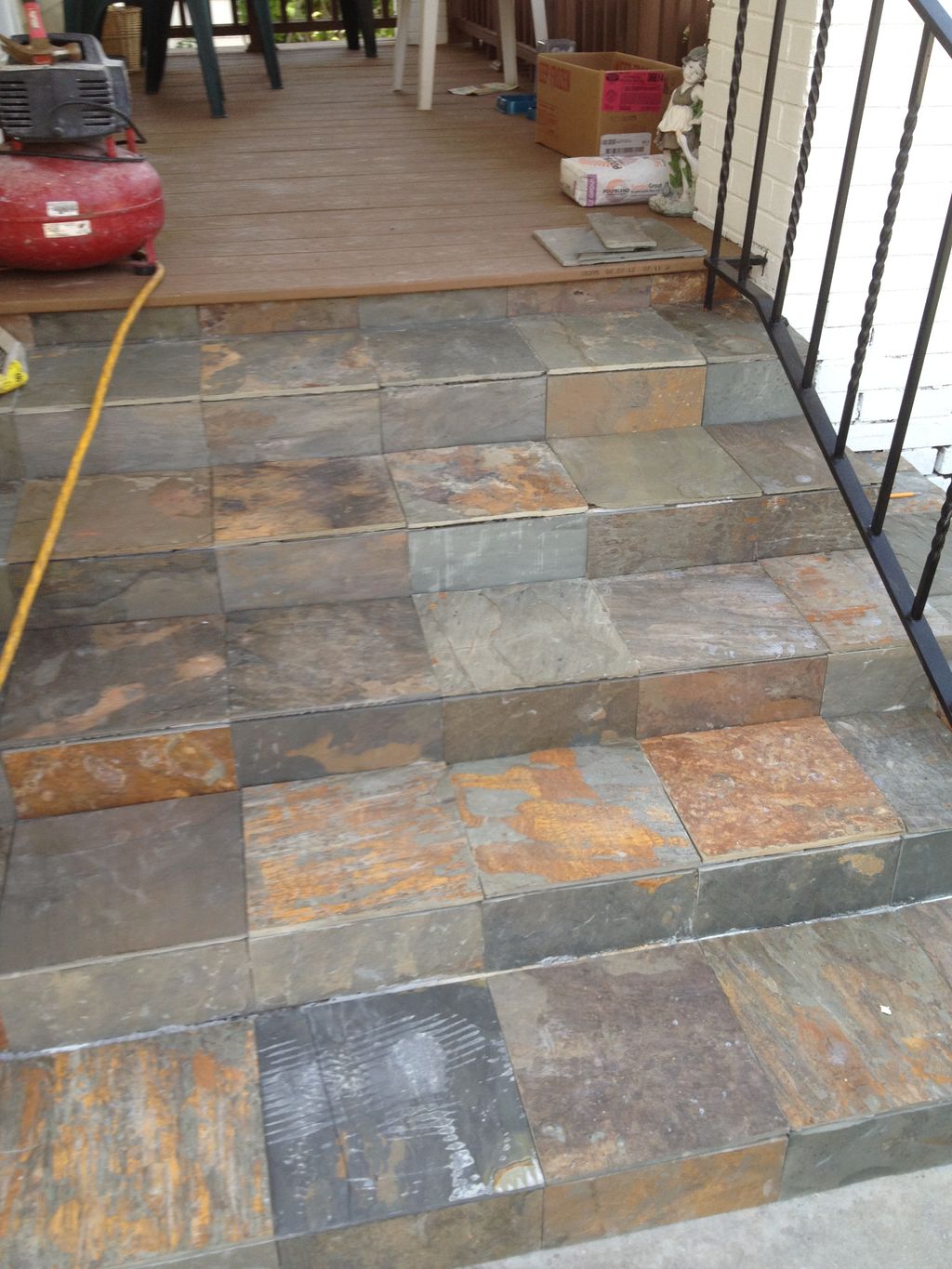 slate steps and composite decking for my mom