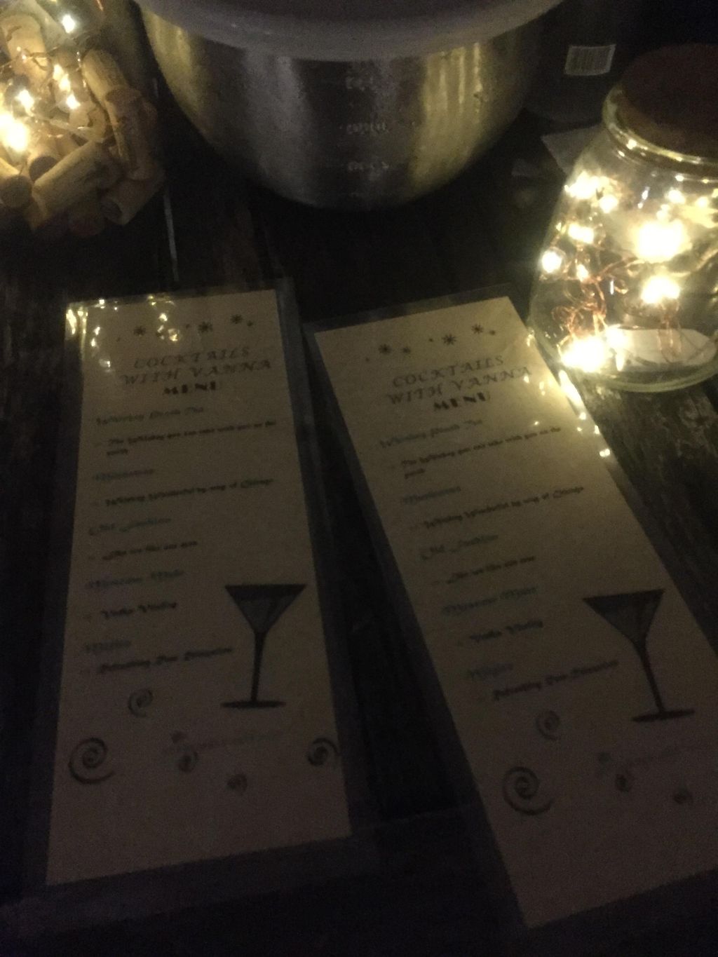 Personalized menu that we provide at all our parti