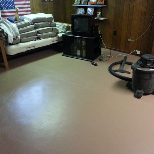 After picture of basement floor coating applied