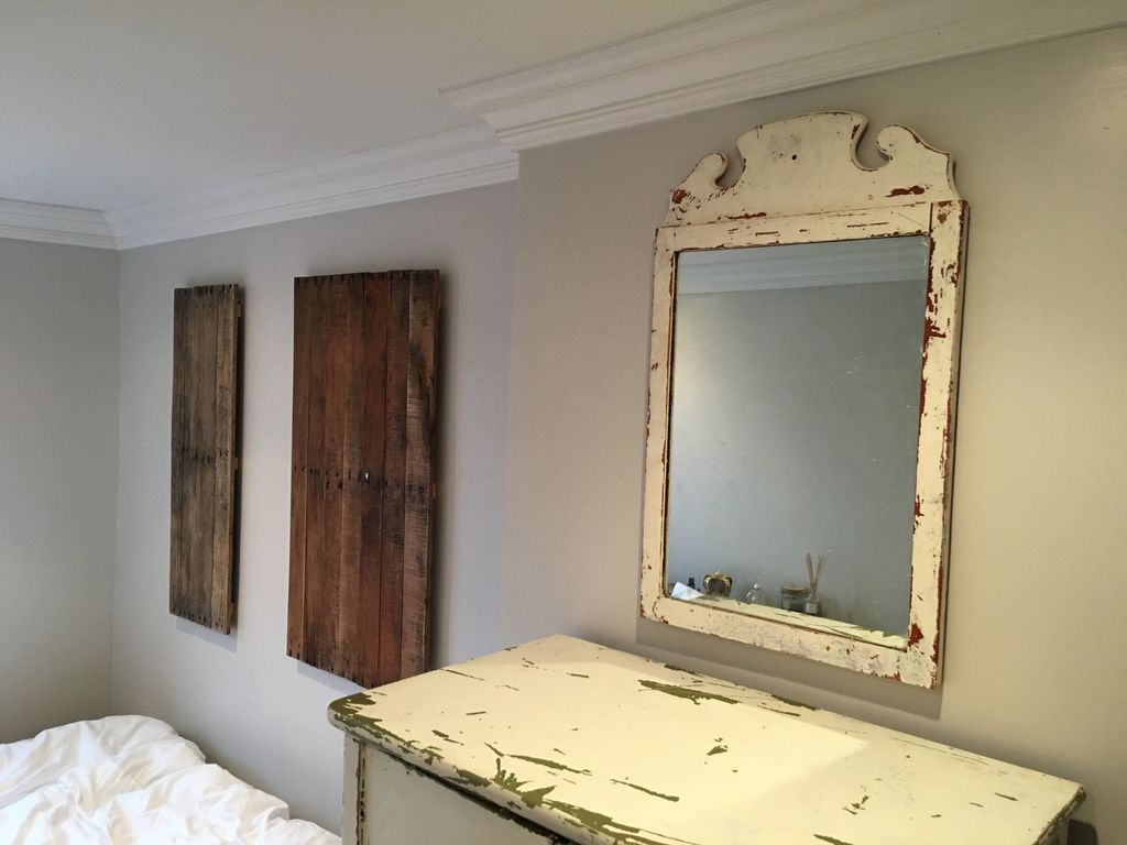 Mirror and wooden boards mounting
