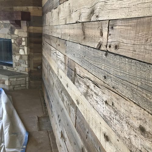Reclaimed wood wall