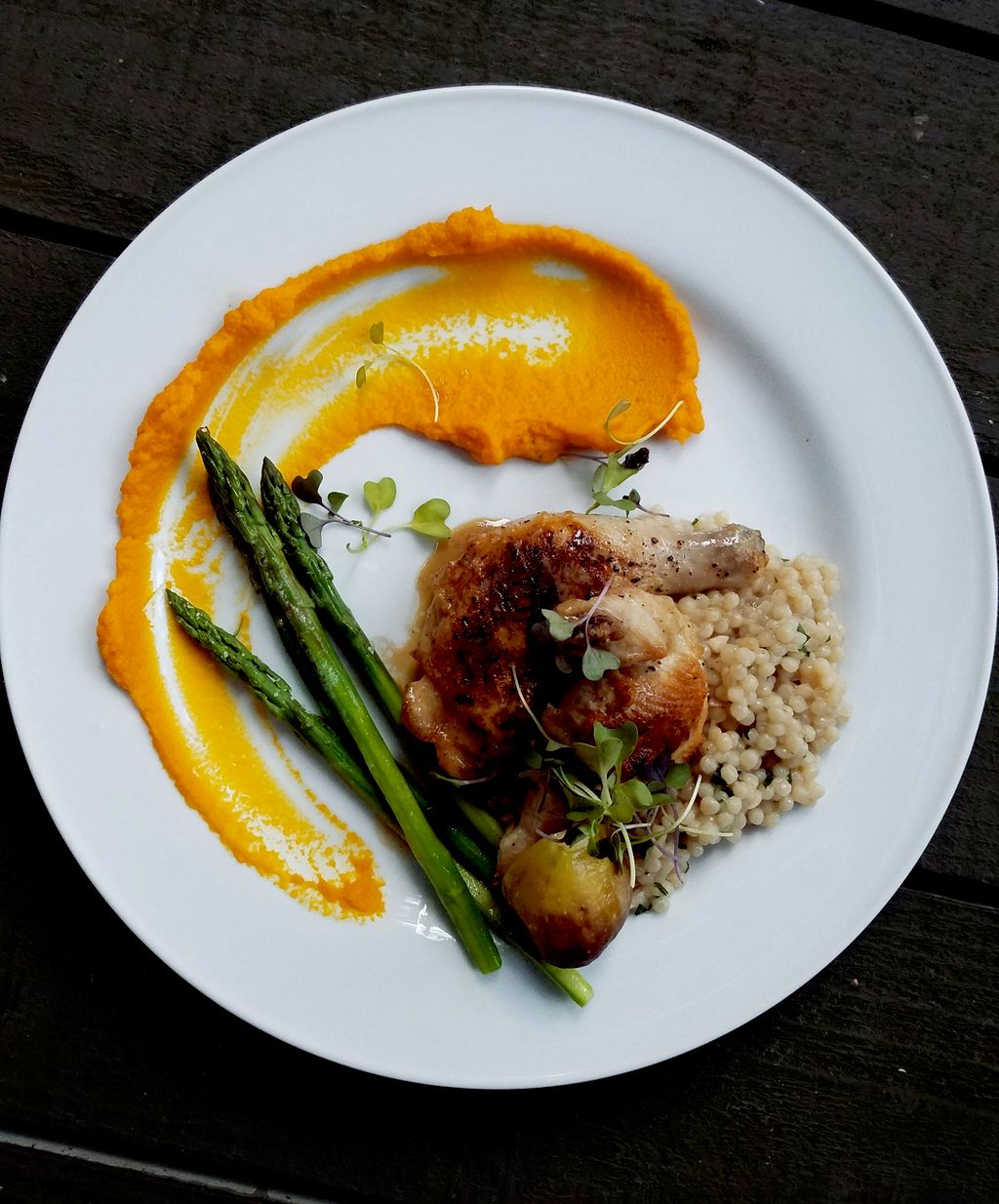 Roasted Cornish Game Hen with Arabic Couscous, Asp