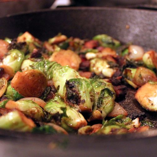 Seared Brussels Sprouts and Bacon