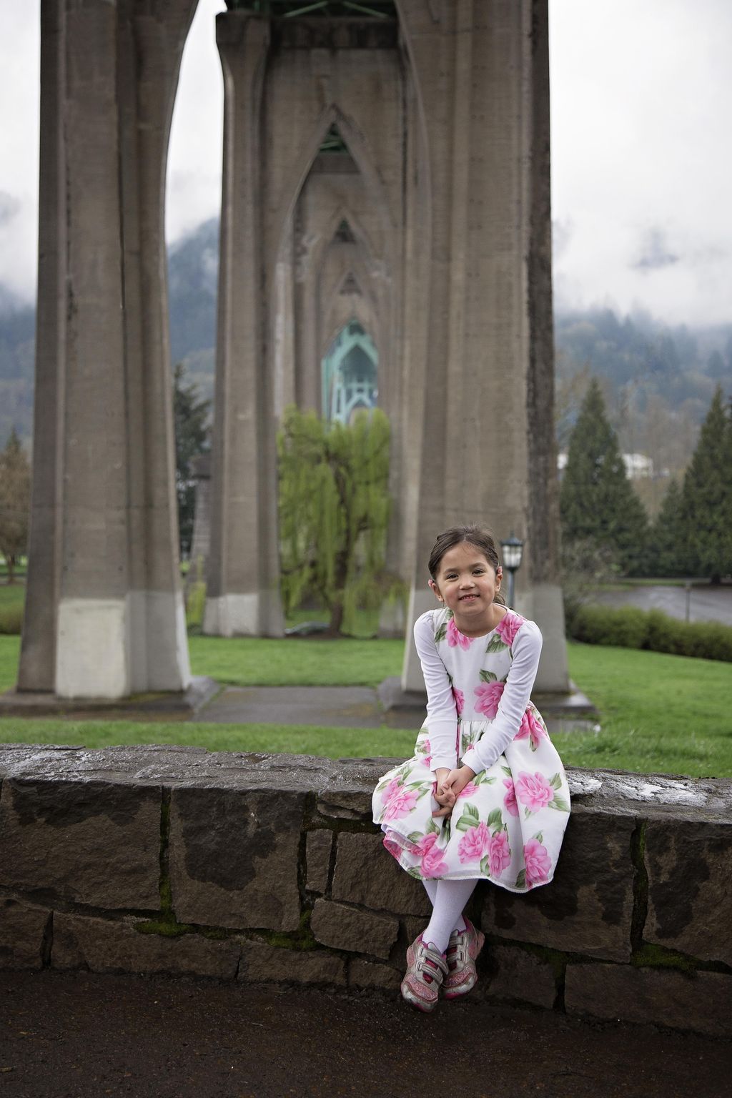 Family portraits at Cathedral Park in Portland, Or
