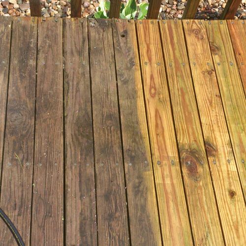 Deck cleaning before and After
