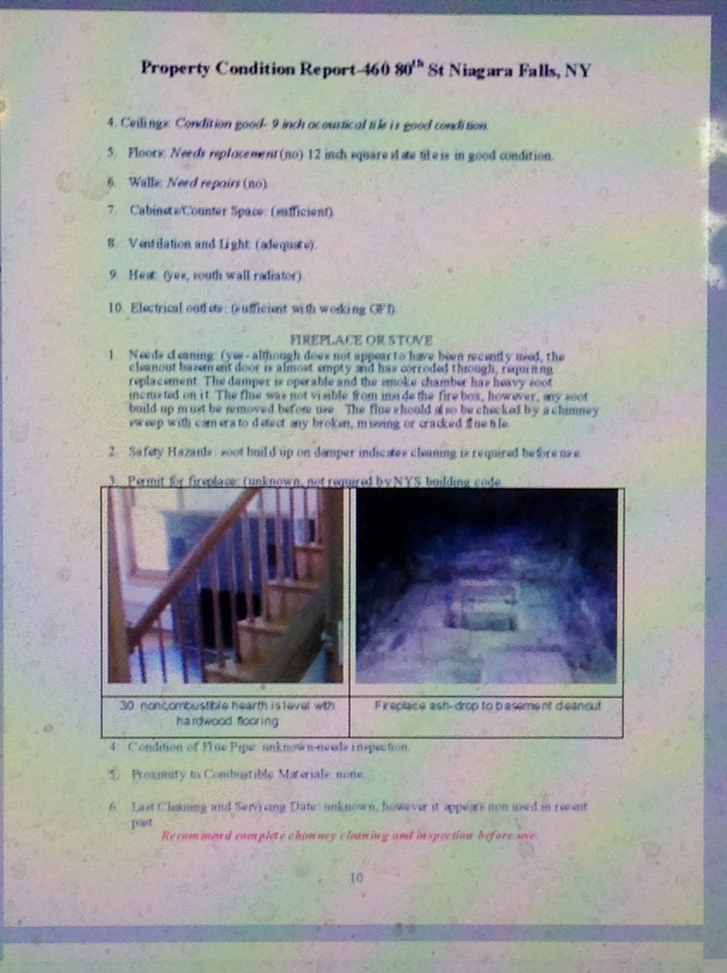 Sample page concerning fireplace